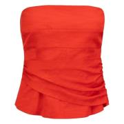 Kersenrode Gedrapeerde Detail Korset Top Jaaf , Red , Dames