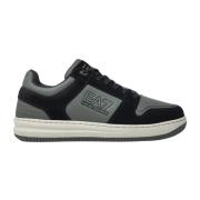 Zwarte leren sneakers met zijlogo Emporio Armani EA7 , Black , Heren