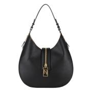 Zwarte Hobo Tas met Gouden Ritsen Elisabetta Franchi , Black , Dames