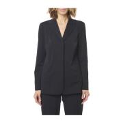 Zwarte Jersey Blazer met Laser-Cut Randen Max Mara , Black , Dames