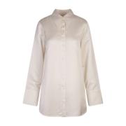 Witte Satijnen Oversized Shirt Jil Sander , White , Dames