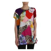 Patchwork Zijde-Katoen Blouse Top Dolce & Gabbana , Multicolor , Dames