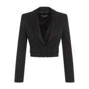 Zwarte Elegante Jas Damesmode Dolce & Gabbana , Black , Dames