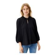 Gestructureerde Tove Blouse in Zwart IN Front , Black , Dames