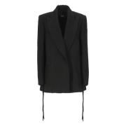 Zwarte wollen blend jas met pieklapel NÜ Denmark , Black , Dames