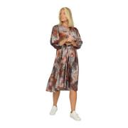 Gedrukte Jurk met 3/4 Mouwen 2-Biz , Multicolor , Dames