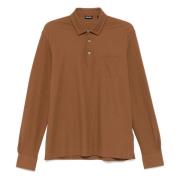 Katoenen Polo Shirt 3 Knopen Ermenegildo Zegna , Brown , Heren