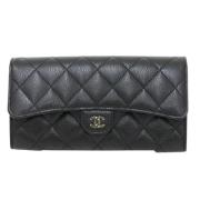 Pre-owned Leather wallets Chanel Vintage , Black , Dames