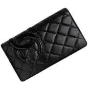 Pre-owned Leather wallets Chanel Vintage , Black , Dames