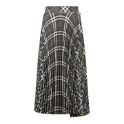 Zwarte Geplooide Midi Rok Burberry , Multicolor , Dames