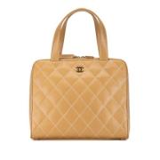 Pre-owned Leather handbags Chanel Vintage , Beige , Dames