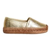 Gouden Leren Loafers Flats Espadrilles Schoenen Dolce & Gabbana , Yell...