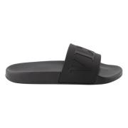 Reliëf Logo Rubber Sliders Valentino Garavani , Black , Heren