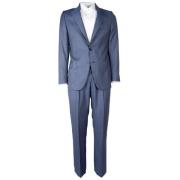 Blauw Wol Virgin Suit Drop 7 Made in Italia , Blue , Heren