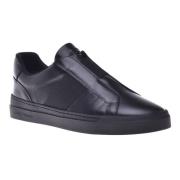 Trainers in black leather Baldinini , Black , Heren