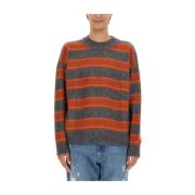 Gestreept Oversized Mohair Blend Wol Shirt Amish , Multicolor , Heren