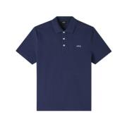 Standaard Gots Unisex Polo Shirt Zwarte Borduurwerk A.p.c. , Blue , He...