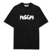 Zwart Logo Pennellato T-shirts en Polo's Msgm , Black , Heren