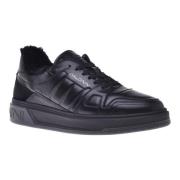 Trainers van zwart gewatteerd leer Baldinini , Black , Heren