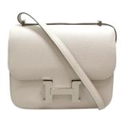 Pre-owned Leather shoulder-bags Hermès Vintage , White , Dames