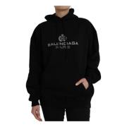 Zwarte Katoenen Logo Hoodie Balenciaga , Black , Dames