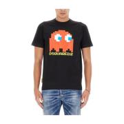 Pac-Man Logo Print T-Shirt Dsquared2 , Black , Heren