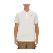 Logo Polo Shirt Regular Fit Cotton Versace , White , Heren