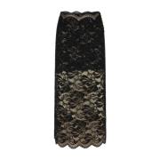 Kanten Midi Rok Elegant Comfort Paco Rabanne , Black , Dames