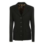 Zwarte Wollen Blazer Met Revers Dolce & Gabbana , Black , Dames