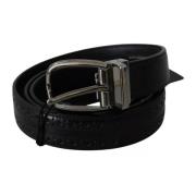 Klassieke Zilveren Leren Riem Dolce & Gabbana , Black , Heren