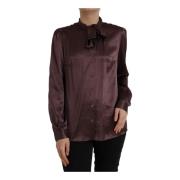 Zijden Blouse Top met knoopsluiting Dolce & Gabbana , Brown , Dames