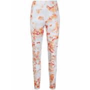 Leggings met bloemenprint en moderne twist Off White , Orange , Dames