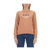 Logo Sweatshirt Regular Fit 100% Katoen A.p.c. , Pink , Dames