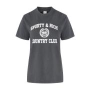 Crest T-shirt Vervaagd Zwart Sporty & Rich , Black , Dames