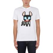 Logo T-shirt met ketting Dsquared2 , White , Heren