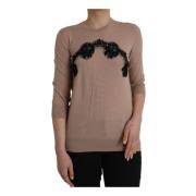 Wollen Blouse Top met Kant Dolce & Gabbana , Brown , Dames