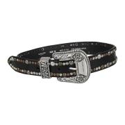 Zwart Leren Decoratieve-Gesp Riem Golden Goose , Black , Dames