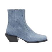 Denim Chunky Heel Enkellaarzen Fabienne Chapot , Blue , Dames