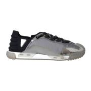 Zilver Zwart Nylon Lage Top Sneakers Dolce & Gabbana , Gray , Heren