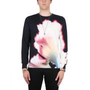 Jersey met solarised bloemenprint en afgezette oren Alexander McQueen ...