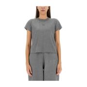 T-shirt met logo print Alexander Wang , Gray , Dames