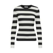 Freewear Print Sweater Zwart/Cloud Dancer Only , Black , Dames