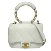 Pre-owned Leather chanel-bags Chanel Vintage , White , Dames