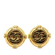 Pre-owned Metal earrings Chanel Vintage , Yellow , Dames