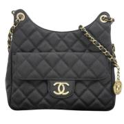 Pre-owned Leather chanel-bags Chanel Vintage , Black , Dames