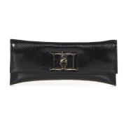 Zwarte Slangeffect Leren Double D Clutch Dsquared2 , Black , Dames