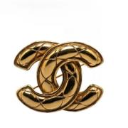 Pre-owned Metal brooches Chanel Vintage , Yellow , Dames