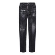 Zwarte Slim Fit Gescheurde Jeans Dsquared2 , Black , Heren