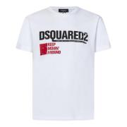 Witte Cool Fit Bedrukt T-Shirt Dsquared2 , White , Heren