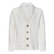 Witte Gebreide Shawl Kraag Vest Boglioli , White , Heren